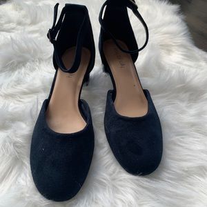 Navy Block Heel Court Shoes